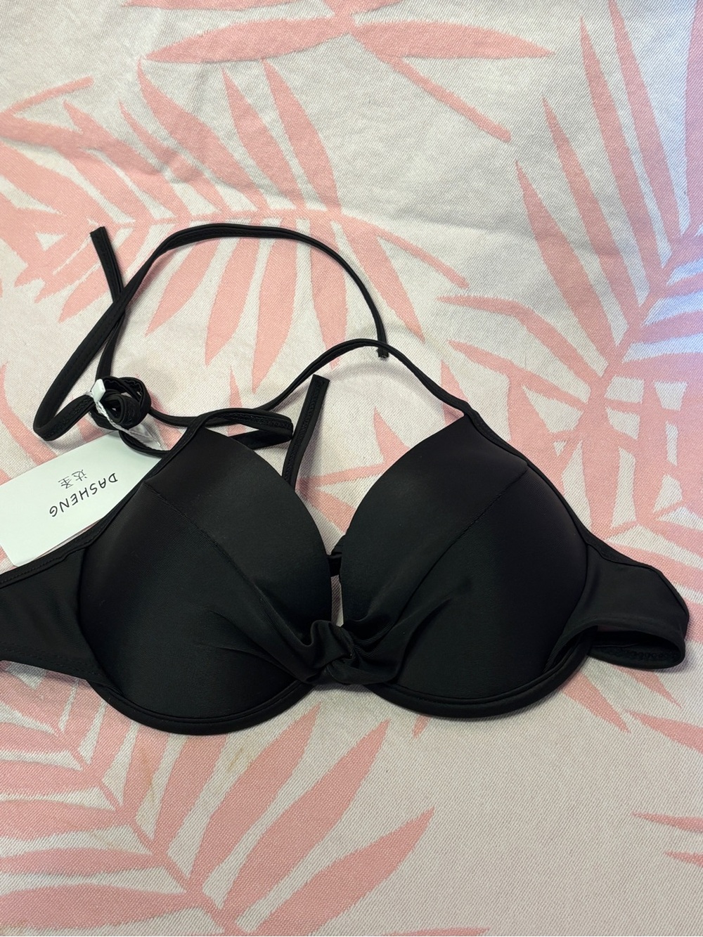 Dasheng Black Underwire Halter Bikini Top